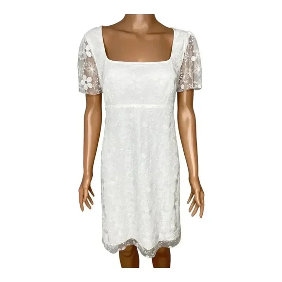 STAUD Sandra white lace mini dress size 12 NWOT - Picture 2 of 13